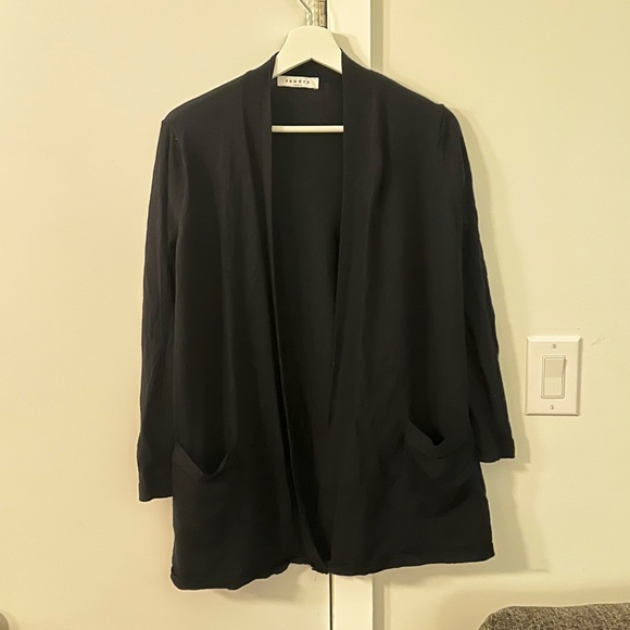 Sandro Paris Black Cardigan 100% Merino Wool Size 1 - Picture 4 of 13
